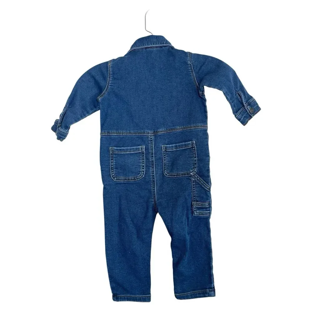 CARTER'S Denim Jumpsuit Sz 18M One Piece Outfit Mechanic Suit Little Buddy Baby